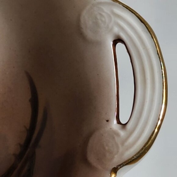 Nippon Hand Painted Vintage Porcelain Bowl Peach Floral Design with Gold Accents - Picture 6 of 12